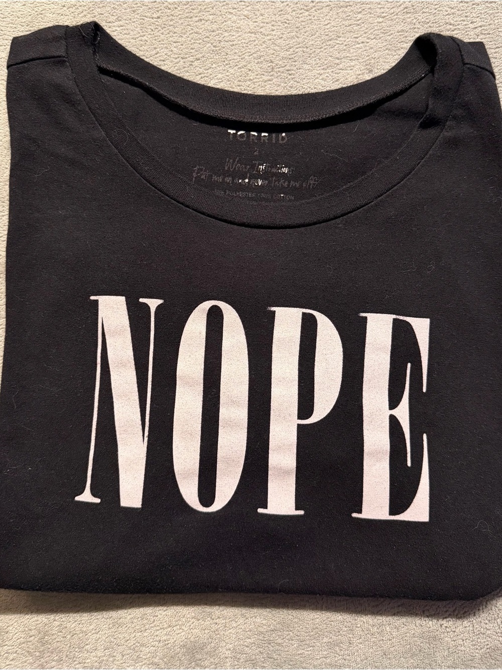 Torrid Black Short-Sleeve Crop Graphic Tee with 'NOPE' Print - Picture 2 of 3